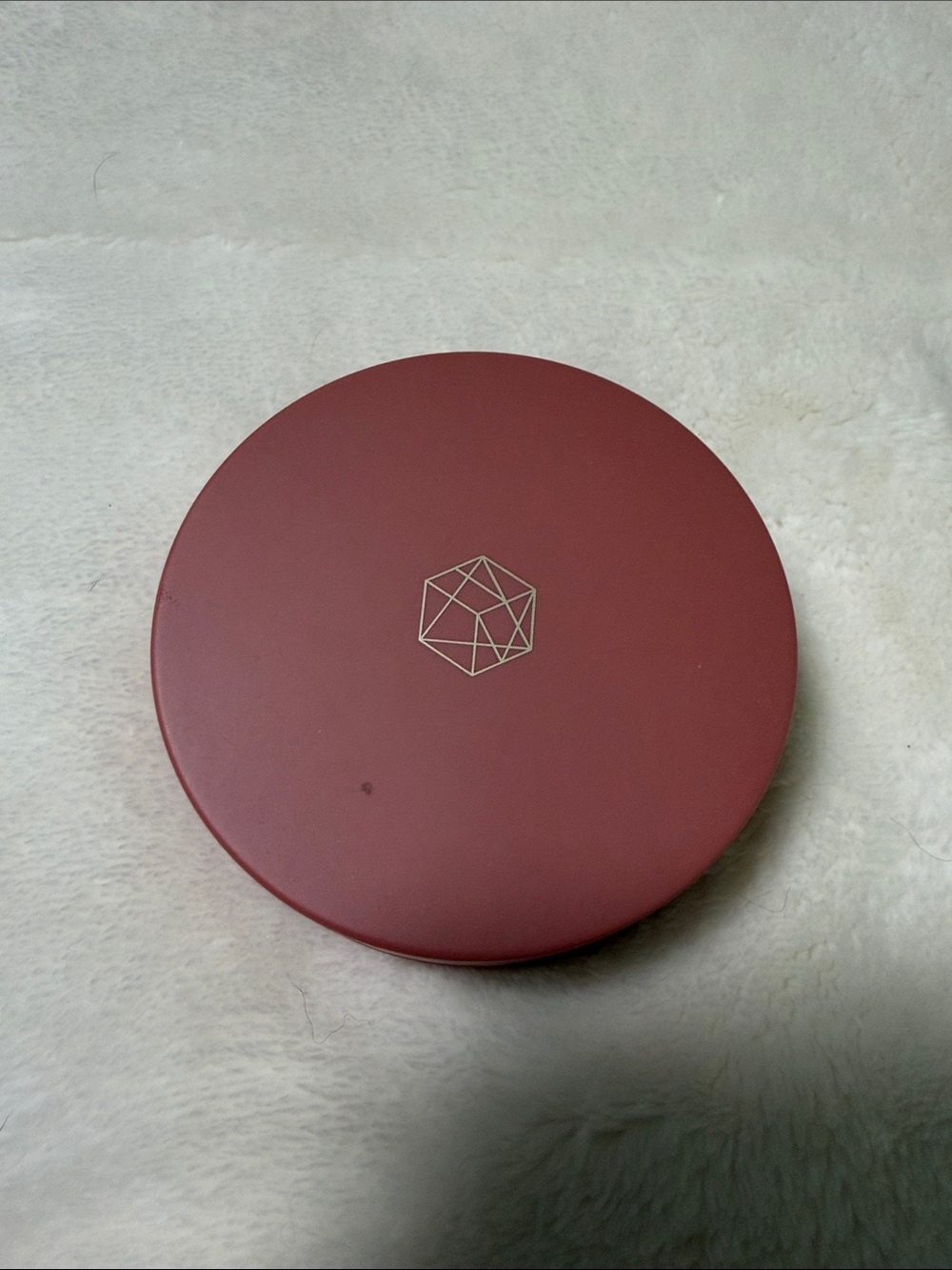 EM Cosmetics Matte Blush Compact in Deep Rose with Gold Logo